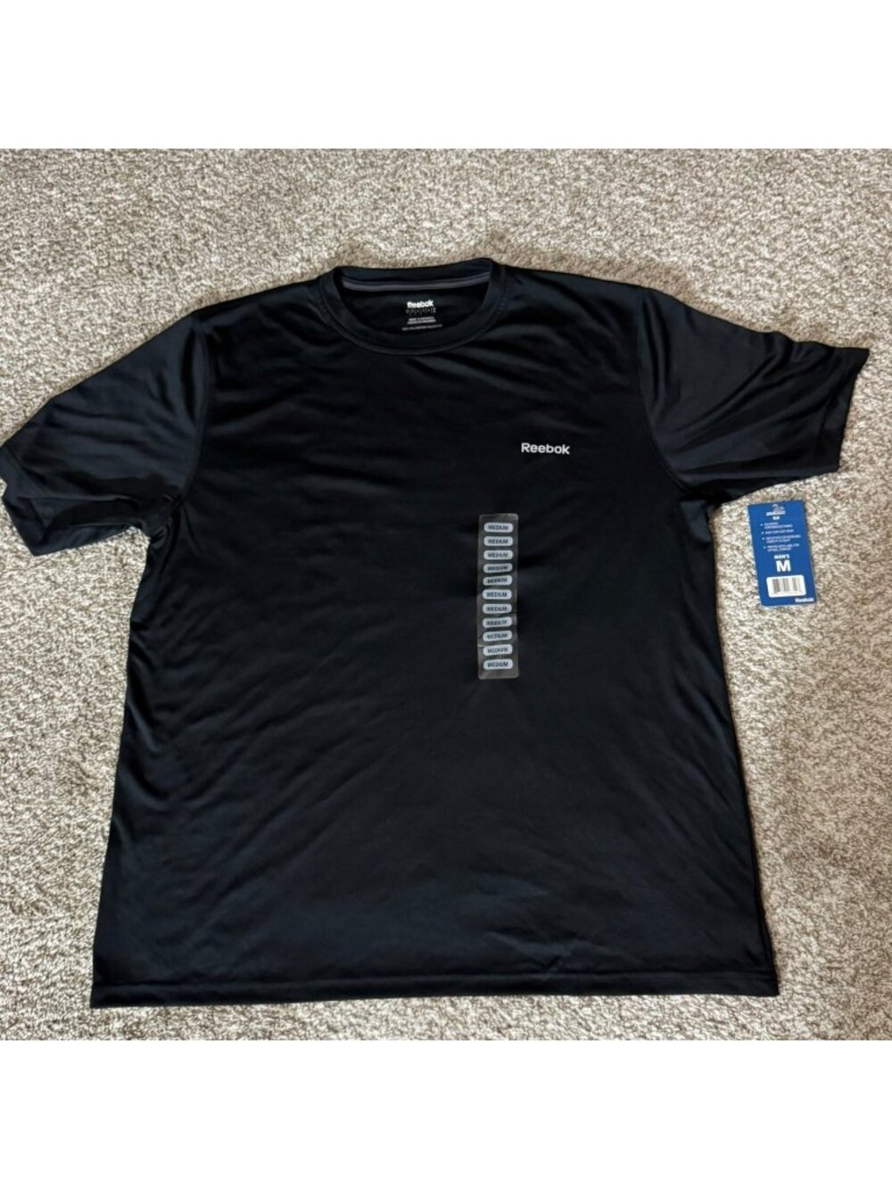 Reebok Activewear T-Shirt Men's Size M Black Performance Medium Reflective